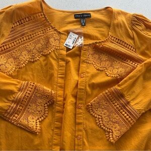 Love & Legend Mustard Lace Accent Blouse